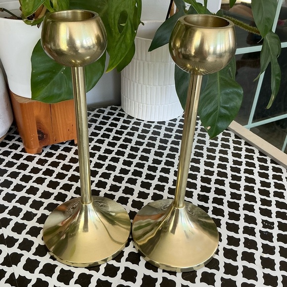 Threshold 11’ Brass Gold Tone Candle Holder Chalice Cup MCM Style - Picture 9 of 11